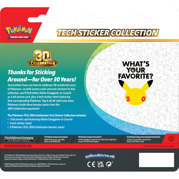 Pokémon TCG: 30th Celebration - Tech Sticker Collection - A