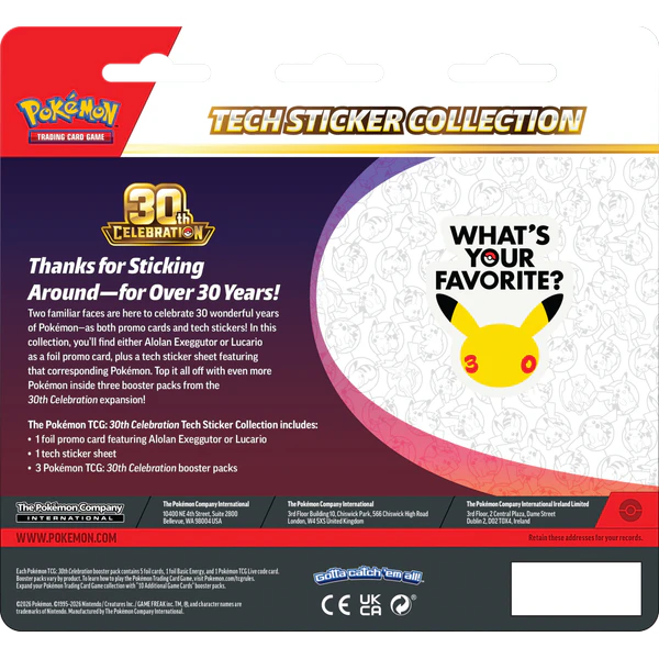 Pokémon TCG: 30th Celebration - Tech Sticker Collection - L